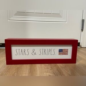 Rae Dunn Wooden Sign - Red Stars & Stripes with American Flag